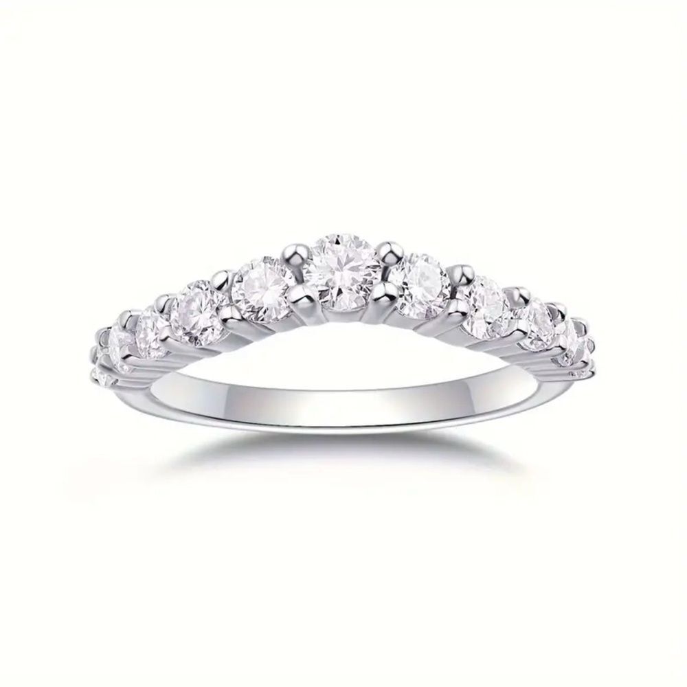 GRA Certified Ethical Diamond Moissanite Ring. 18kt White Gold Plated Size 6 NEW